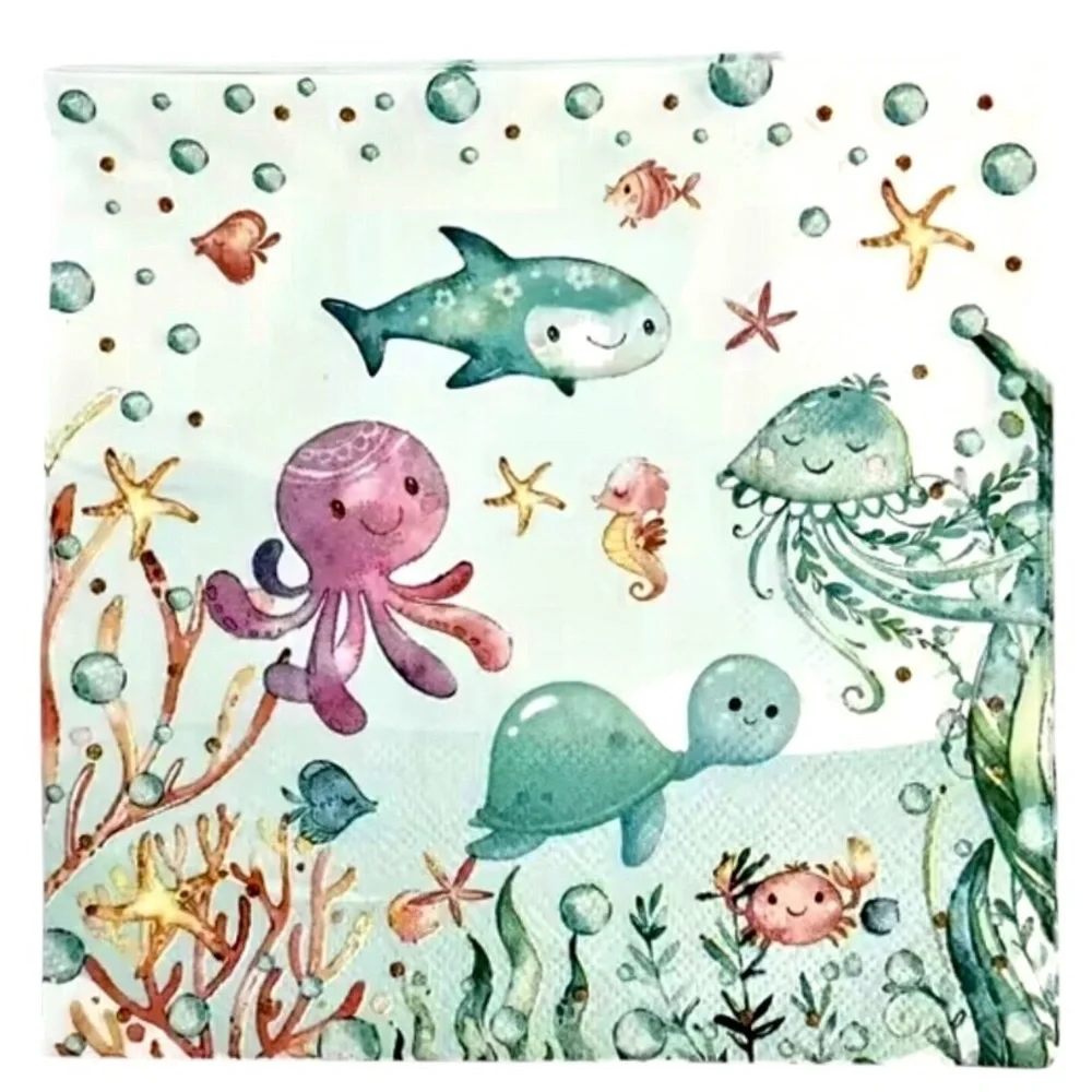 Under the Sea Themed Paper Luncheon Napkins, 20 ct